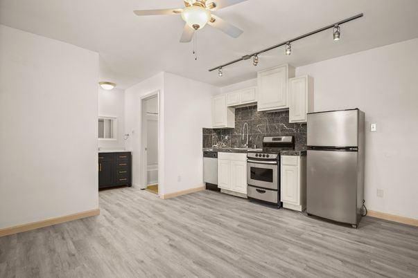 Interior, Kitchen, Stainless Steel Appliances, Wood Texture Flooring