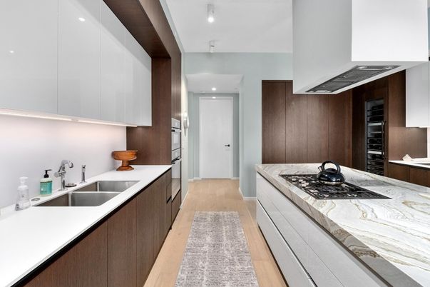 Interior, Kitchen, Recessed Lighting, Wood Texture Flooring