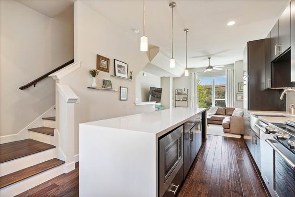 Interior, Kitchen, Pendant Lights, Recessed Lighting, Wood Texture Flooring