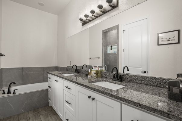Bathroom, Dual Sink Vanities, Interior, Wood Texture Flooring