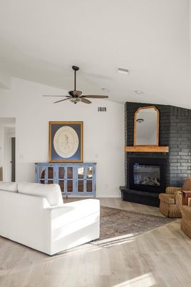 Fireplace, Interior, Living room, Stone Walls, Wood Texture Flooring