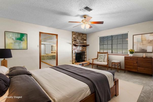 Bedroom, Fireplace, Interior, Stone Walls