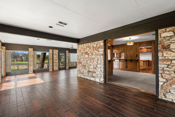 Empty room, Interior, Stone Walls, Wood Texture Flooring