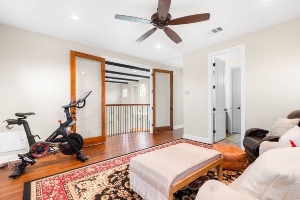 Fitness Equipment, Interior, Recessed Lighting, Wood Texture Flooring