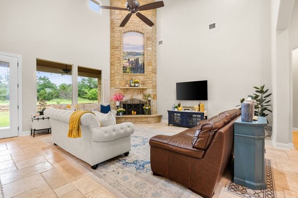 Fireplace, Interior, Living room, Stone Walls