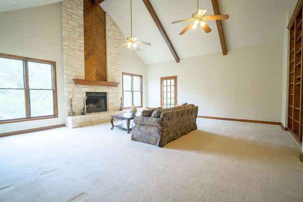 Fireplace, Interior, Living room, Stone Walls, Wooden Beams