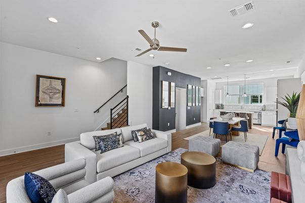 Dining room, Interior, Kitchen, Living room, Pendant Lights, Recessed Lighting, Wood Texture Flooring