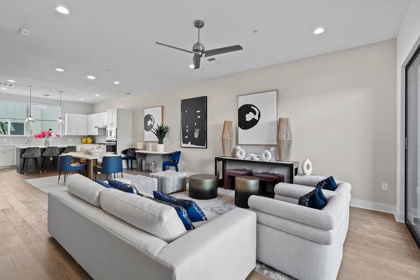 Dining room, Interior, Kitchen, Living room, Pendant Lights, Recessed Lighting, Wood Texture Flooring