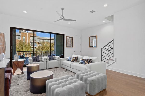 Interior, Living room, Recessed Lighting, Wood Texture Flooring