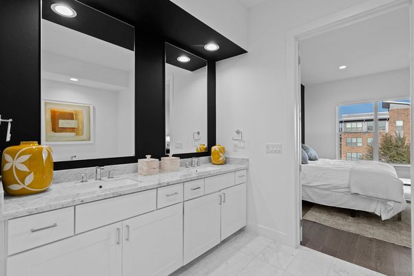 Bedroom, Interior, Marble, Recessed Lighting, Wood Texture Flooring
