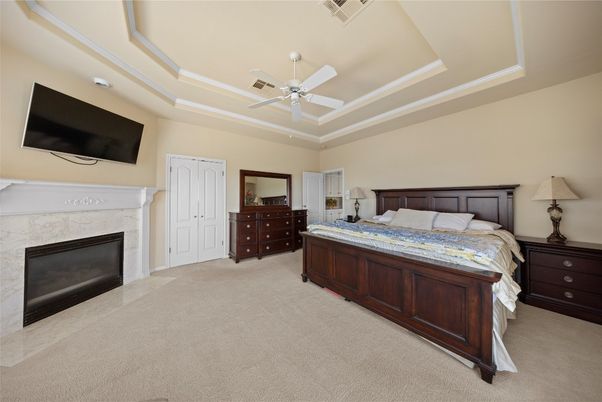 Bedroom, Fireplace, Interior