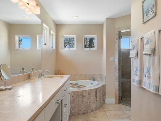 Bathroom, Dual Sink Vanities, Glass Shower, Interior, Recessed Lighting