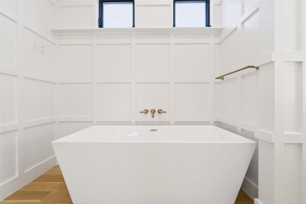 Bathroom, Free Standing Baths, Interior, Wood Texture Flooring