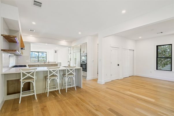 Interior, Kitchen, Recessed Lighting, Wood Texture Flooring