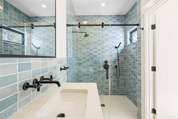 Bathroom, Glass Shower, Interior, Recessed Lighting