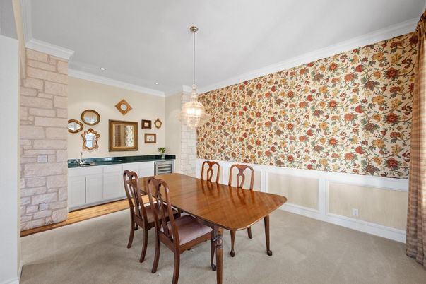 Dining room, Interior, Pendant Lights, Stone Walls