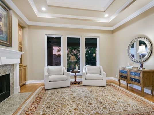 Fireplace, Interior, Recessed Lighting, Wood Texture Flooring