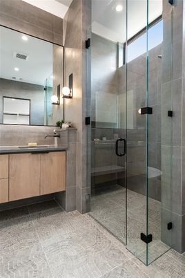 Bathroom, Glass Shower, Interior, Recessed Lighting