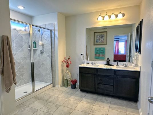 Bathroom, Dual Sink Vanities, Glass Shower, Interior, Recessed Lighting