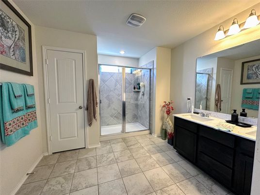 Bathroom, Dual Sink Vanities, Glass Shower, Interior