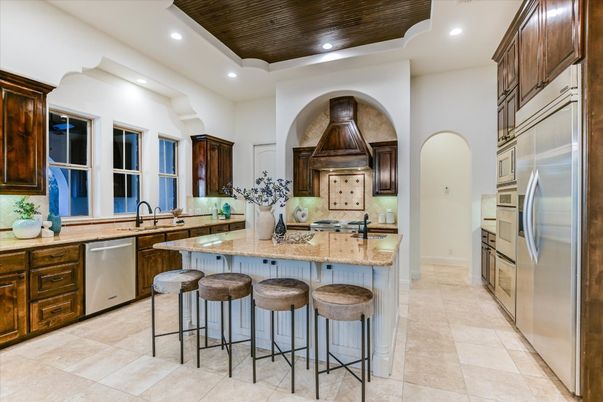 Interior, Kitchen, Recessed Lighting, Stainless Steel Appliances, Wooden Ceilings