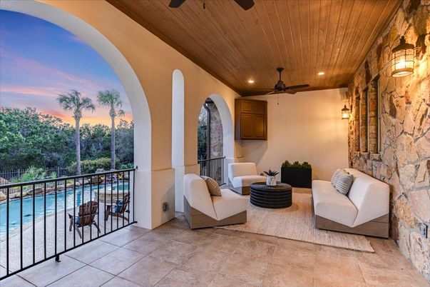 Interior, Recessed Lighting, Stone Walls, Wooden Ceilings