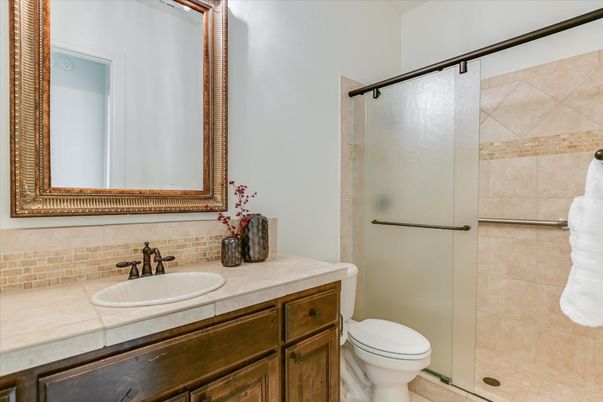Bathroom, Glass Shower, Interior, Tile Countertops