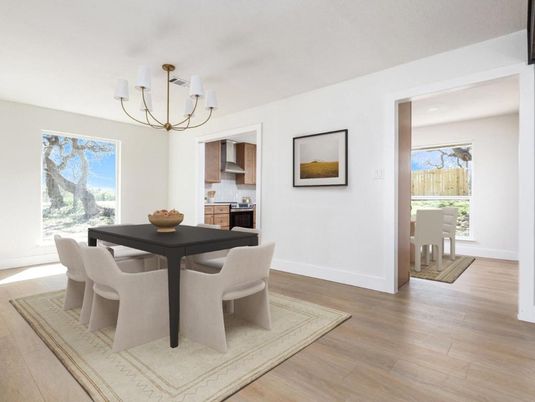 Chandelier, Dining room, Interior, Kitchen, Wood Texture Flooring
