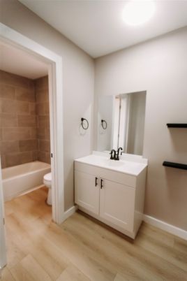 Bathroom, Interior, Wood Texture Flooring, Wooden Walls