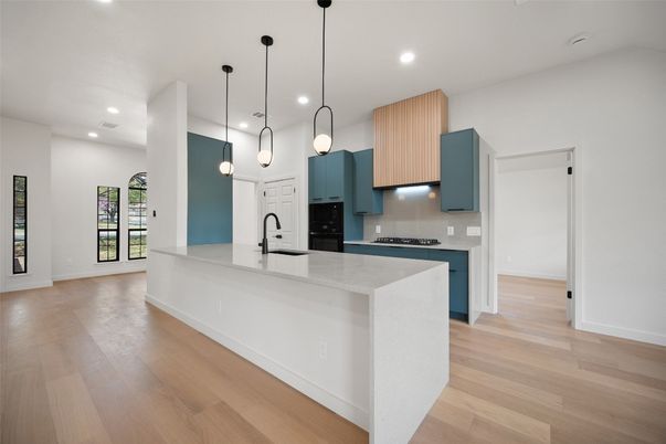Interior, Kitchen, Pendant Lights, Recessed Lighting, Wood Texture Flooring