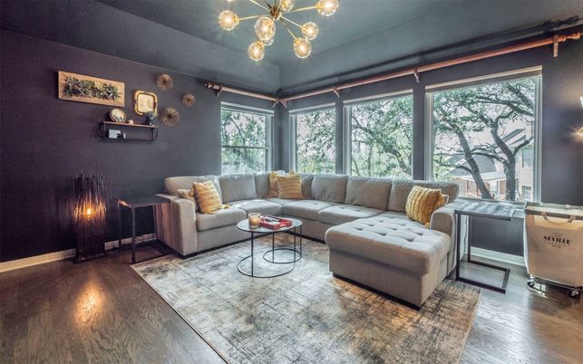 Interior, Living room, Pendant Lights, Wood Texture Flooring