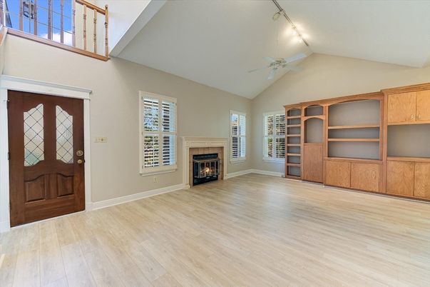 Empty room, Fireplace, Interior, Wood Texture Flooring