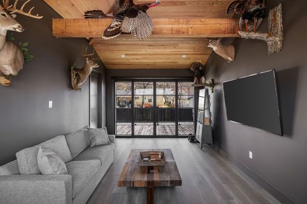Interior, Living room, Recessed Lighting, Wooden Ceilings, Wood Texture Flooring