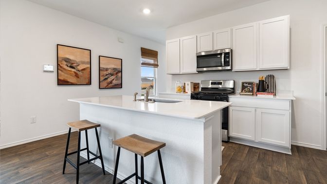 Interior, Kitchen, Recessed Lighting, Wood Texture Flooring
