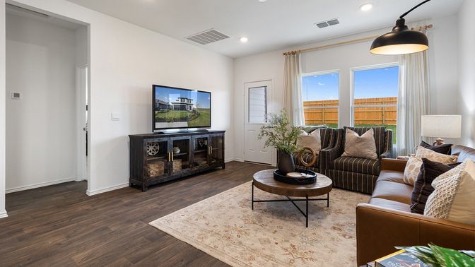 Interior, Living room, Recessed Lighting, Wood Texture Flooring
