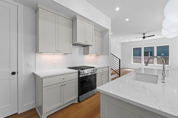 Interior, Kitchen, Recessed Lighting, Wood Texture Flooring