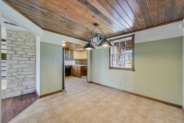 Interior, Kitchen, Pendant Lights, Stone Walls, Wooden Ceilings, Wood Texture Flooring