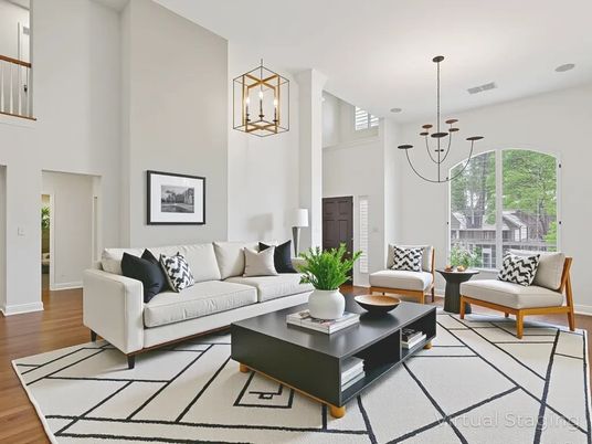 Chandelier, Interior, Living room, Pendant Lights, Wood Texture Flooring