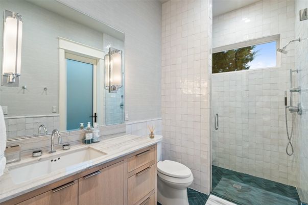 Bathroom, Dual Sink Vanities, Glass Shower, Interior