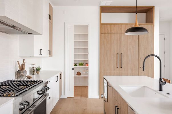 Interior, Kitchen, Pendant Lights, Stainless Steel Appliances, Wood Texture Flooring