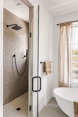 Bathroom, Free Standing Baths, Glass Shower, Interior, Recessed Lighting