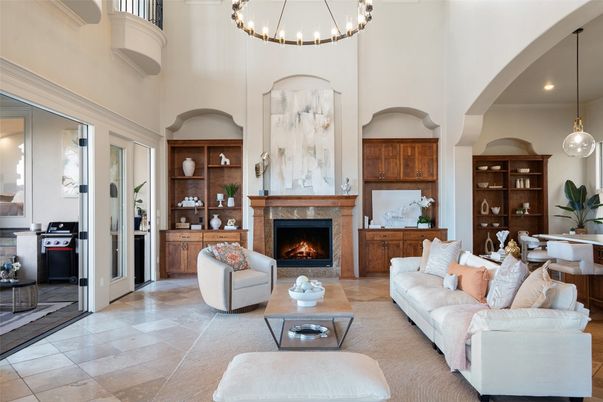 Fireplace, Interior, Living room, Pendant Lights, Recessed Lighting