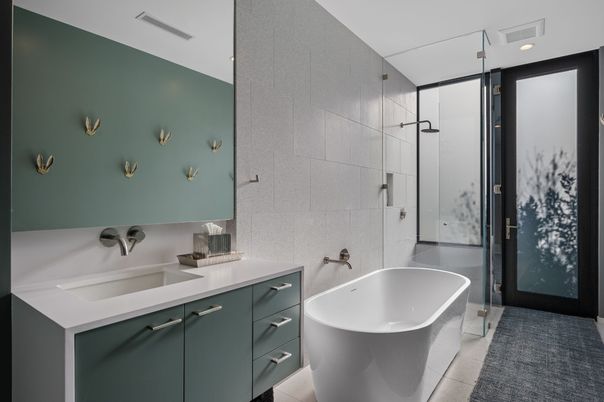 Bathroom, Dual Sink Vanities, Free Standing Baths, Glass Shower, Interior, Recessed Lighting