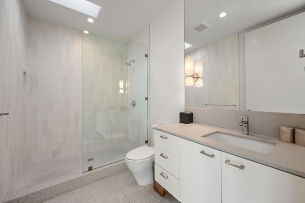 Bathroom, Glass Shower, Interior, Recessed Lighting