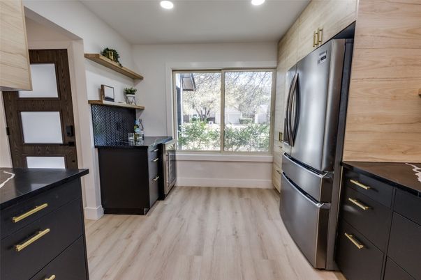 Interior, Kitchen, Recessed Lighting, Wood Texture Flooring