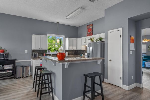 Interior, Kitchen, Pendant Lights, Stainless Steel Appliances, Wood Texture Flooring