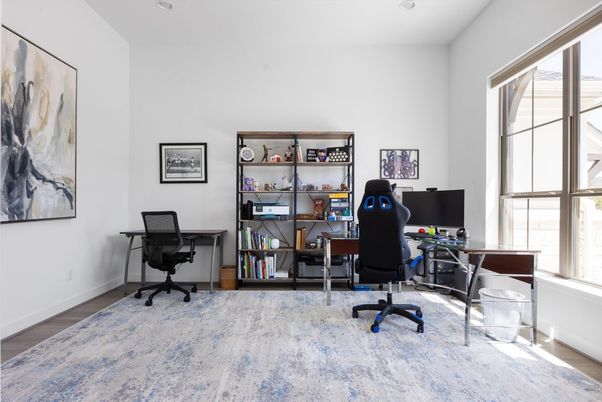 Home Office, Interior, Recessed Lighting, Wood Texture Flooring