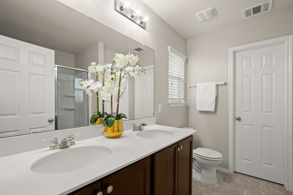 Bathroom, Dual Sink Vanities, Glass Shower, Interior