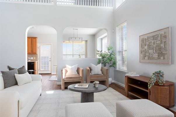 Interior, Living room, Pendant Lights, Wood Texture Flooring
