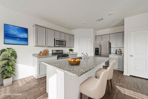Interior, Kitchen, Stainless Steel Appliances, Wood Texture Flooring